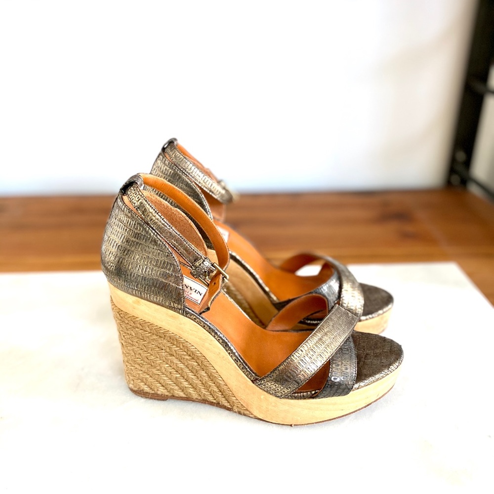 Lanvin Gold Wedge Sandals, 39, Great Condition